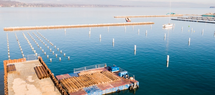 Chantier du Port-Noir et du restaurant de la Plage (janvier 2019) © AERIAL WORKS Port Plage Publique Eaux-Vives