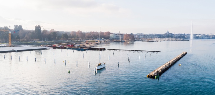 Chantier du Port-Noir (janvier 2019) © AERIAL WORKS Port Plage Publique Eaux-Vives