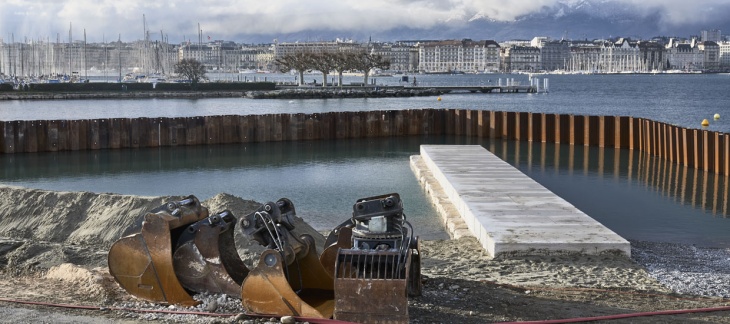 Chantier de la Plage Publique des Eaux-Vives (décembre 2018) © Serge Fruehauf Plage Publique Eaux-Vives