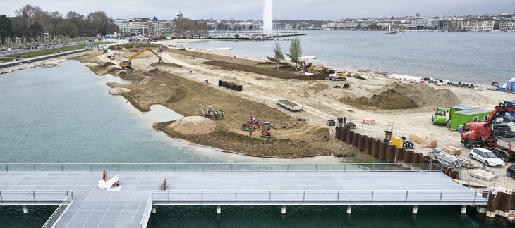 Chantier de la Plage Publique des Eaux-Vives (avril 2019) © Serge Fruehauf Plage Publique Eaux-Vives