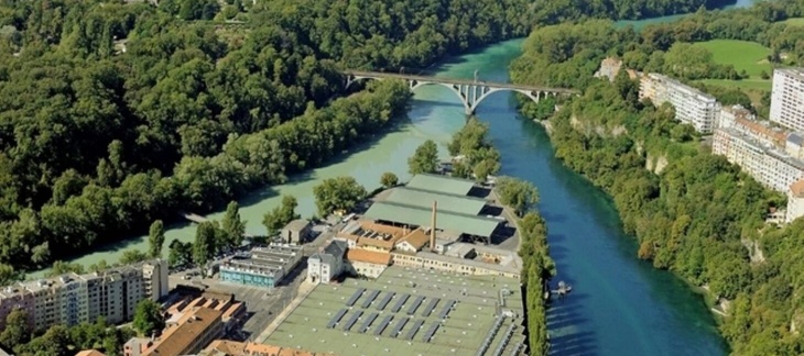 Photo de la jonction entre le Rhône et l'Arve