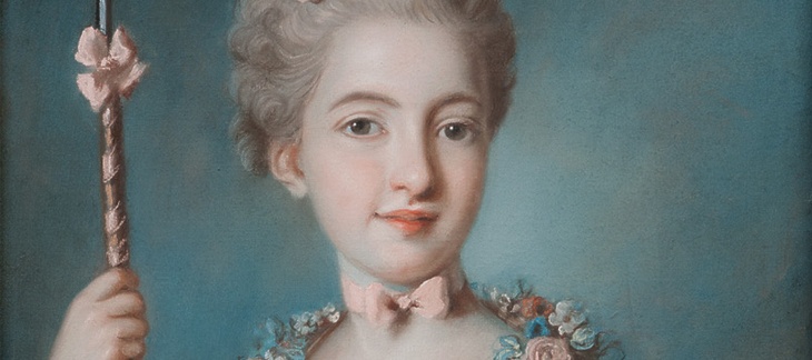 Portrait Mlle Lemoyne de Belle-Isle (1762) - Claude Pougin de Saint-Aubin (détail)