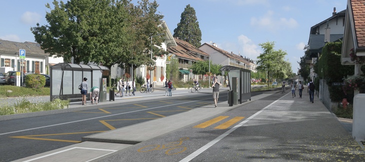 Travaux d'aménagement de la route de Lausanne.
