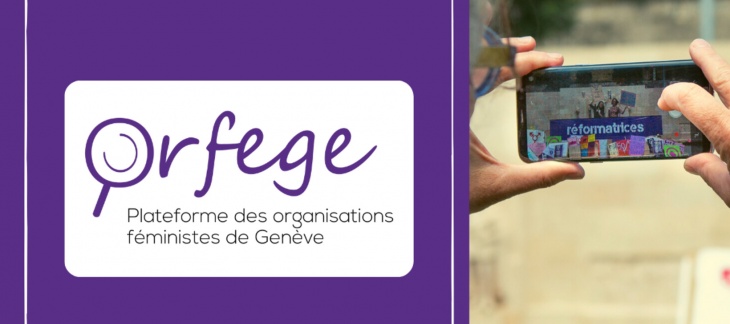 logo orfege photo devant le mur des réformatrices
