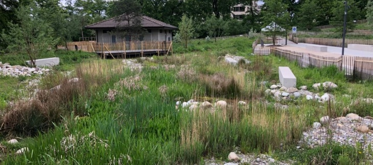 Gestion des eaux du quartier Les Sciers à Plan-les-Ouates Gestion des eaux du quartier Les Sciers à Plan-les-Ouates (Yvan Martignago, mai 2022)