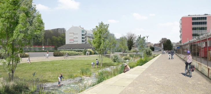 Remise à ciel ouvert de la Drize _Rue Boissonnas © Philippe Cointault