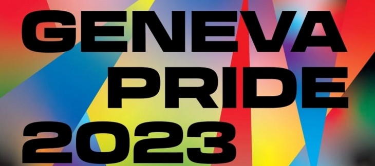 Geneva Pride 2023 sur le fond arc-en-ciel