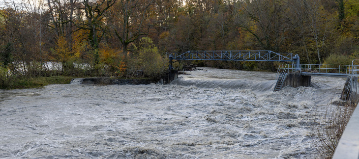 Image de l'Arve en crue - novembre 2023 (c) Etat de Genève