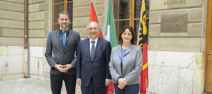 Visite de courtoisie de S.E. Monsieur Gian Lorenzo Cornado, Ambassadeur d'Italie en Suisse et de Madame Nicoletta Piccirllo, Consule générale d'Italie à Genève