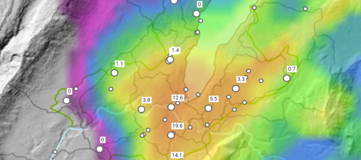 Radar meteo (source OFEV) 9 juin à 18h10