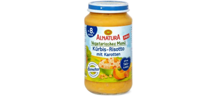 Petit pot Alnatura saveur risotto à la courge et carottes