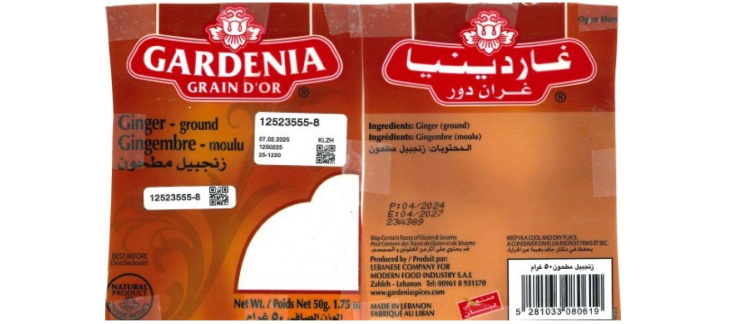 Etiquette Gingembre moulu de la marque GARDENIA Grain d'Or