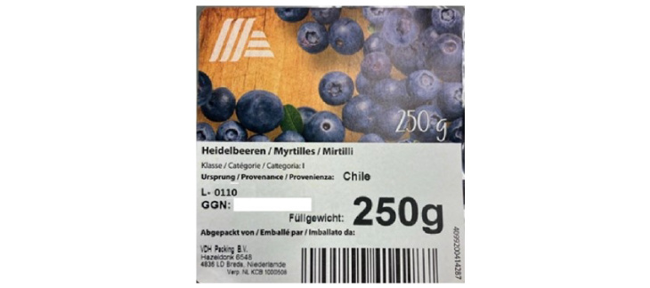 Etiquette des myrtilles vendues chez Aldi Suisse AG