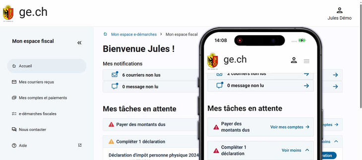 Page d'accueil du nouvel espace fiscal