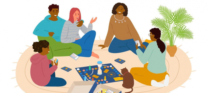 Adultes et enfants jouant