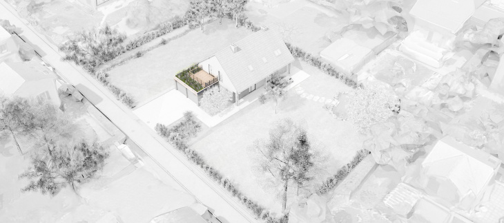 Vue sur une toiture végétalisée à la parcelle (Pixalab pour l'office cantonal de l'eau)