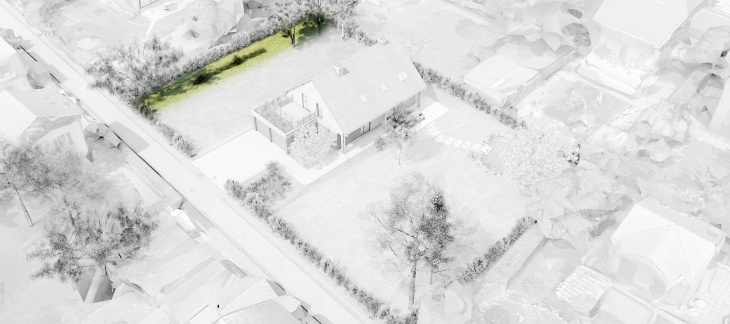 Vue sur une noue à la parcelle (Pixalab pour l'office cantonal de l'eau)