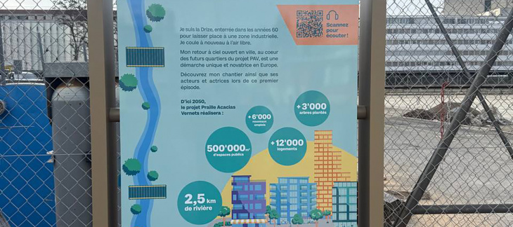 le 1er totem du parcours sonore à proximité de Sicli