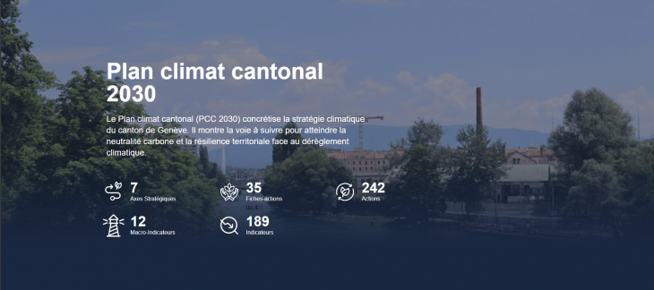 Page principale du suivi clan climat cantonal 2030
