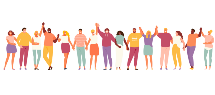 groupe de personnes se tenant par la main