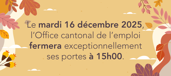 Mardi 16 décembre 2025 : fermeture de l'OCE dès 15h00