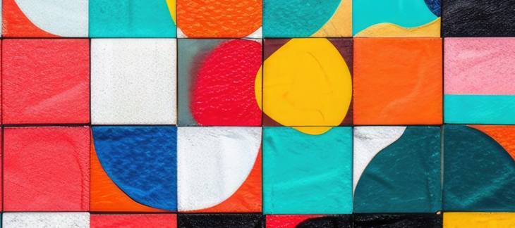 mosaïque de formes diverses aux couleurs vives