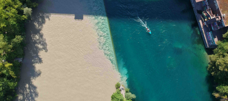 Jonction de l'Arve et du Rhône à Genève