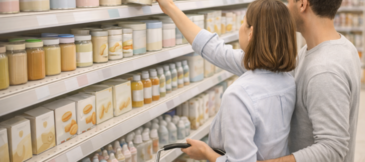 image de supermarché pour achat de nourriture pour bébé