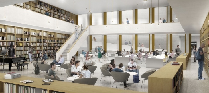 Cité de la Musique - projet lauréat - vue de la bibliothèque © FCMG