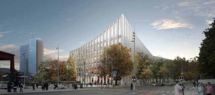 Cité de la Musique - projet lauréat - vue de la place des Nations © FCMG