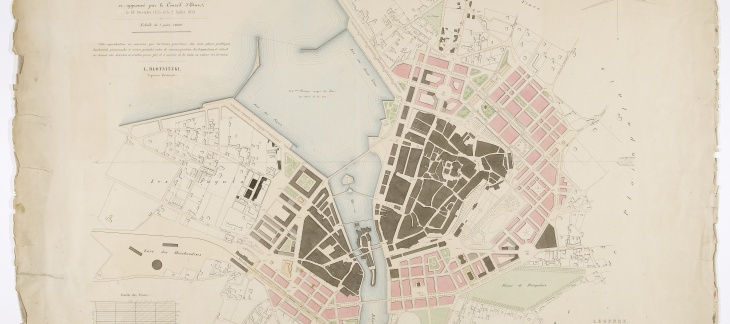 Plan d'agrandissement de la Ville de Genève, Léopold Blotnitzki, ingénieur cantonal, 1858 (BGE-CIG) 