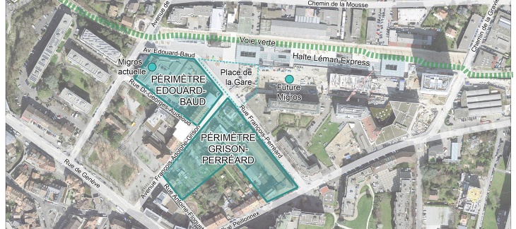 Plan de situation des projets Chêne-Bourg-Centre