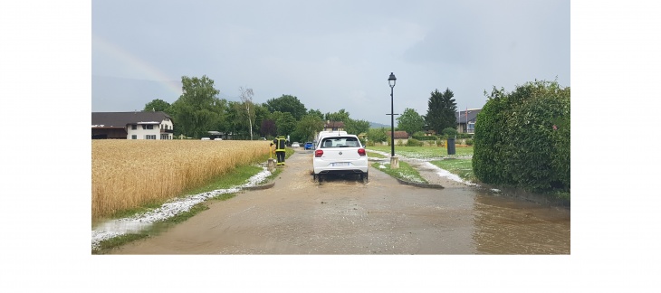 Inondation routière à Jussy (photo M. Walter)
