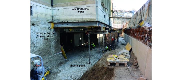 Vue du chantier de rénovation du Conservatoire de musique, photo : SAGe 