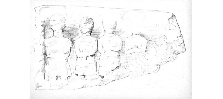 Relevé des figures humaines sculptées à la période romaine.  © J.-D. Blavignac, 1847. 