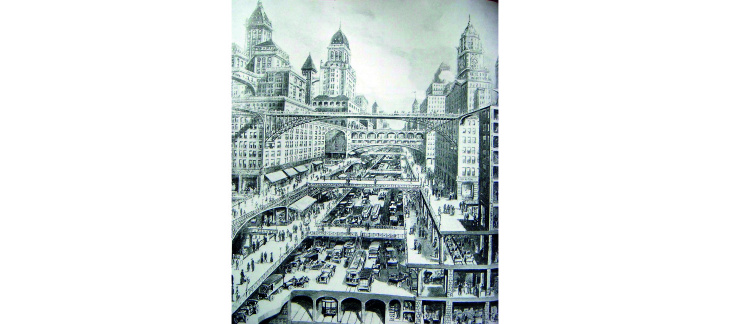 City of the Future, Harvey Wiley Corbett, 1913, © Meriadeck.free