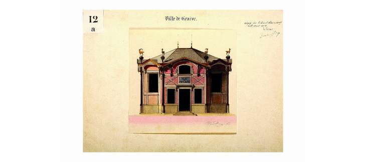 Pavillon abritant le relief, 1854. © Archives du DACM, Ville de Genève