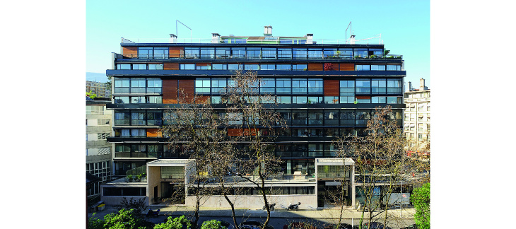 Vue d'ensemble de l'immeuble Clarté après restauration en 2016, © Office du patrimoine et des sites, Claudio Merlini