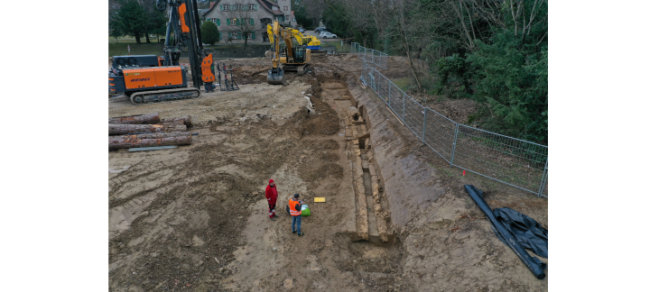 Fouille d’un aqueduc romain aux Eaux-Vives (2024), © SAGe.