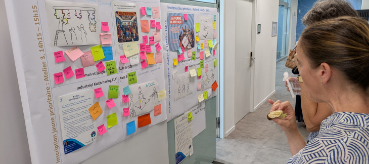 plusieurs personnes devant un panneau d'inscriptions - Playcamp 2025