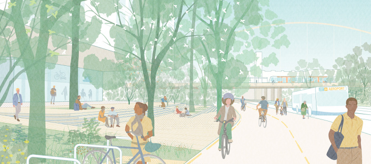 Projet Pré-Bois - esplanade - illustration Oxalys