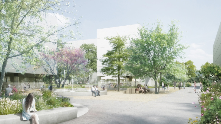 Image de synthèse de la placette centrale du Rolliet © Atelier Descombes Rampini /EDMS/ Les éclairagistes associés