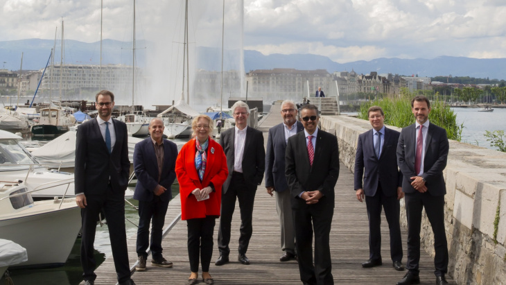 Rallumage du Jet d'eau à l'occasion de la troisième phase du déconfinement en Suisse
