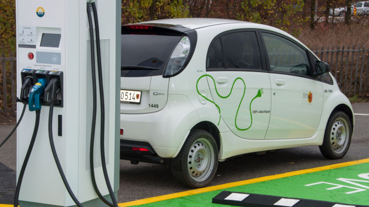 Une voiture électrique en train de recharger sa batterie à une borne