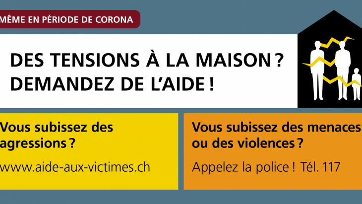 carrés avec les information sur la prise en charge des violences domestiques