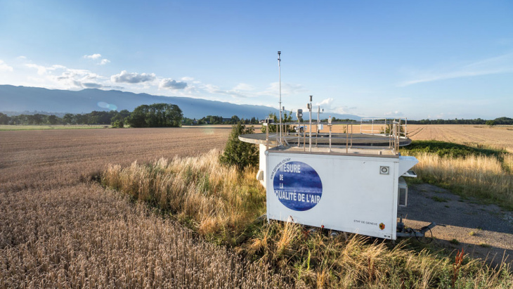 Une station de mesures dans la campagne genevoise