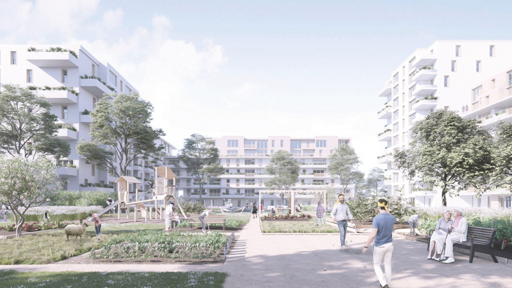 Perspective sur les lopins - Projet lauréat pièce A4  ©  CCHE LAUSANNE SA