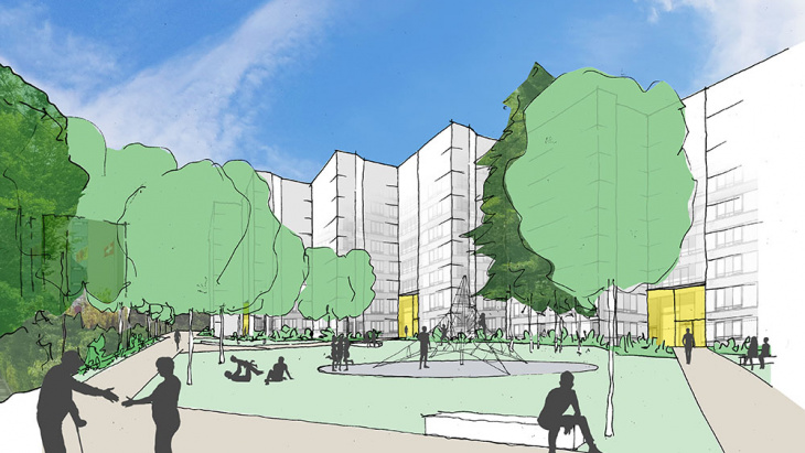 Parc du projet Claire-Vue (c)Mayor et Beusch