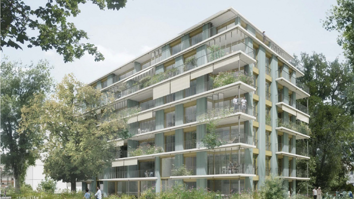 Chemin du Croissant - projet lauréat du concours Orangeries - Liengme Mechkat architectes © CODHA