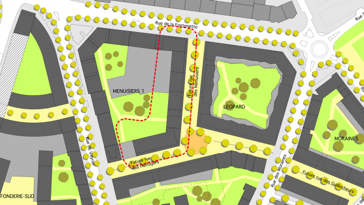 Extrait du plan-guide - périmètre du projet Menuisiers 1